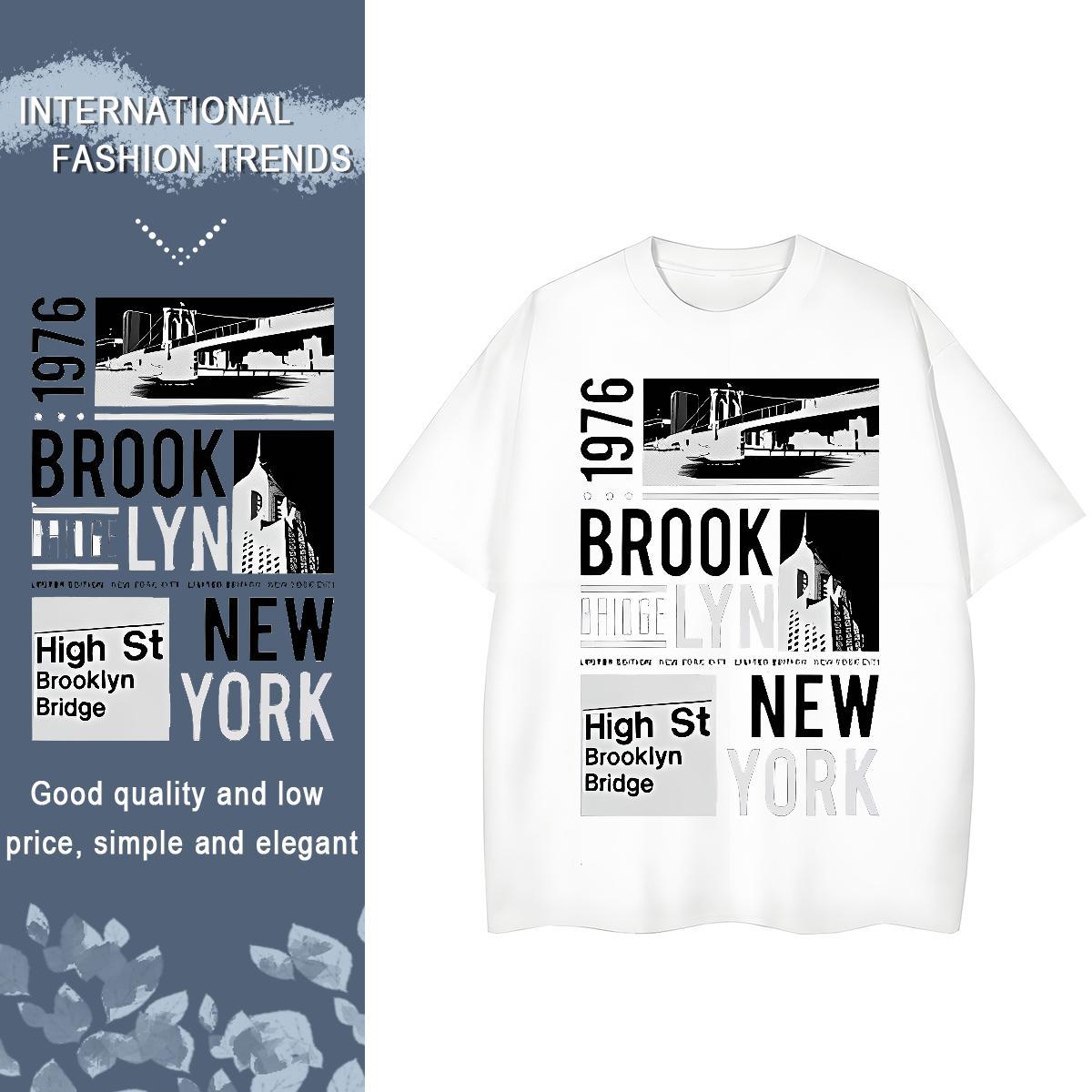 Popular Couples T Shirts 100% Cotton 230g New York Daily Outfit Women T Shirts Breathable Plus Size Cartoon Top Tees