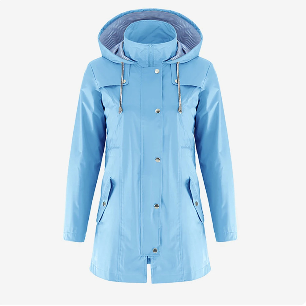 High quality womens jacket outdoor waterproof hooded raincoat jacket womens windproof jacket womens raincoat 240824