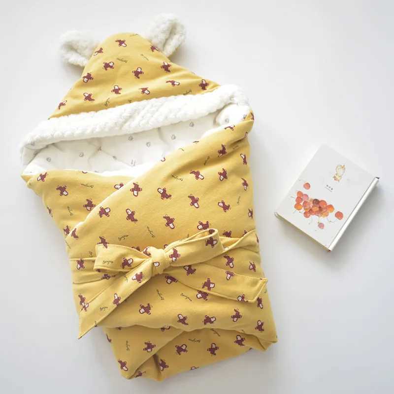Baby Blanket 100% Cotton Envelope For Discharge Winter Newborns Bedding Muslin Swaddle Warm Wrap Baby Sleeping Bag Soft 80x80cm M240824