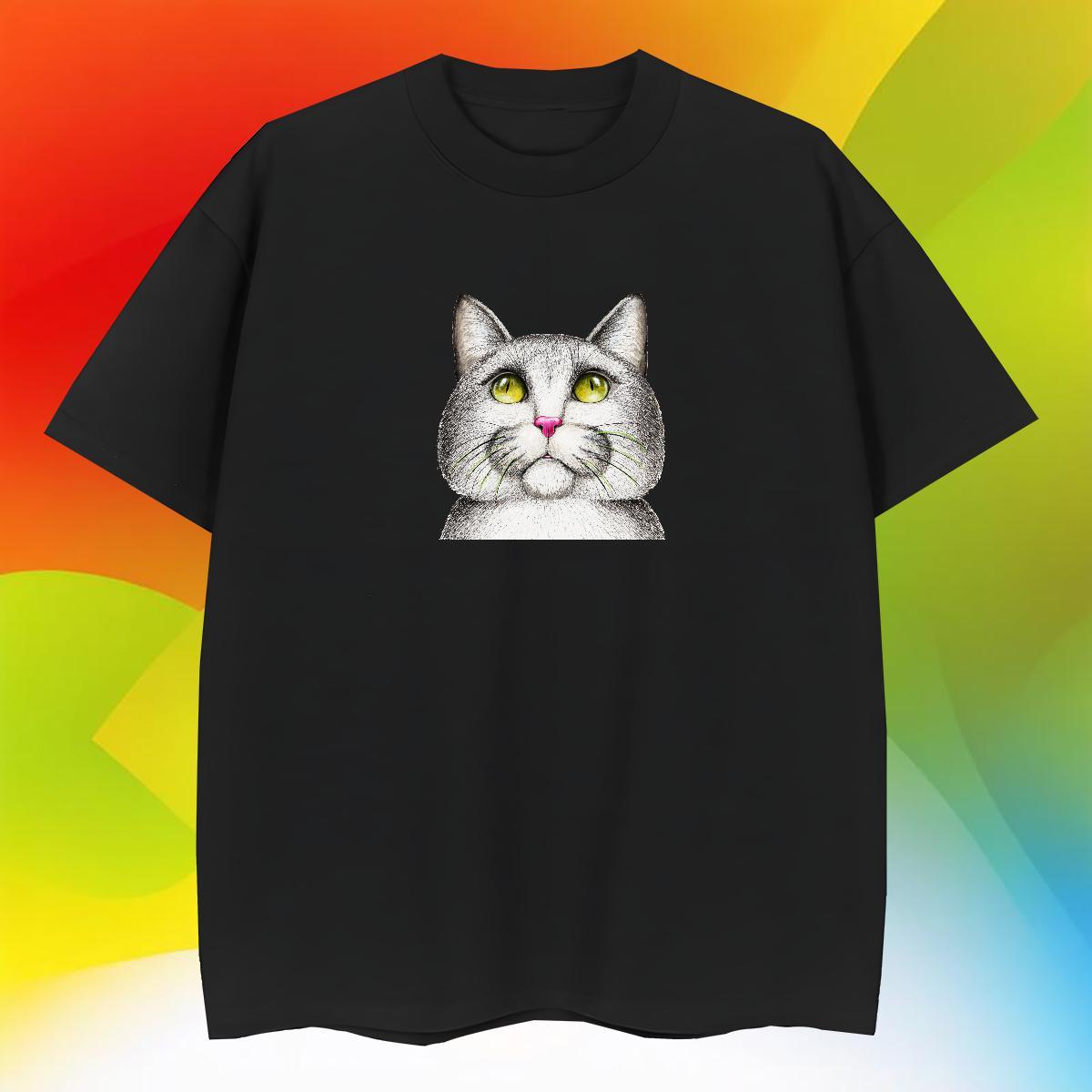 Classic Couples T Shirts cat Anime Printing Street 230g Cotton Tees Breathable Short Sleeve Comfortable T Shirts Men Plus Size Custom