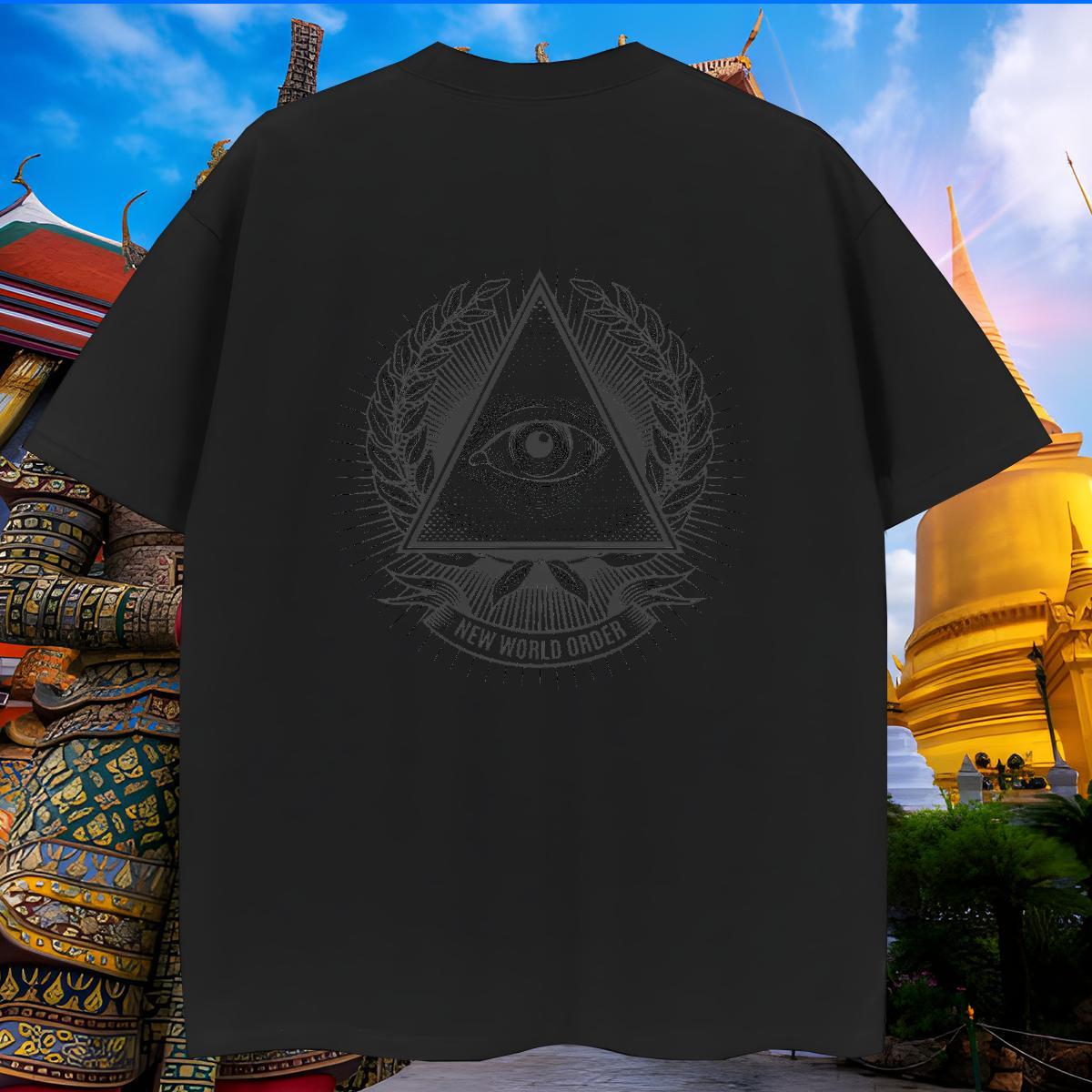 Comfortable Men T Shirts 230g 100% Cotton eye of the devil Casual Daily Wear Anime Print Breathable Short Sleeve Men Clothes T-Shirt Classic Casual To