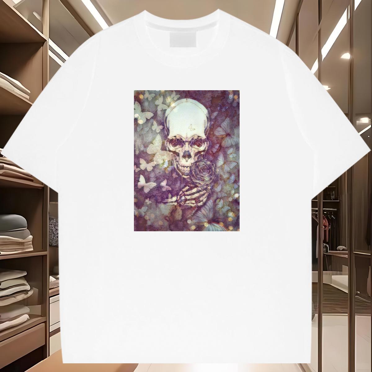 Cool Design Man T Shirts 230g Pure Cotton skull Casual Daily Wear Anime Print Breathable Short Sleeve Men Tshirts Wholesale Clothings