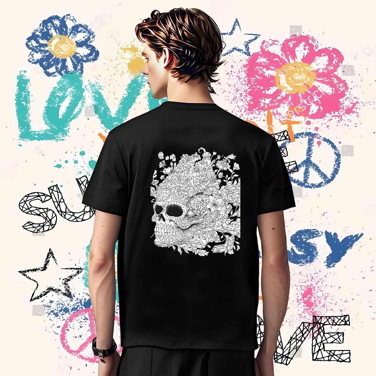Soft Man T Shirts 100% Cotton 230g skull Street Wear Graphic O-Neck Short Sleeve Men Tshirts 2024 Designer Tops Tees