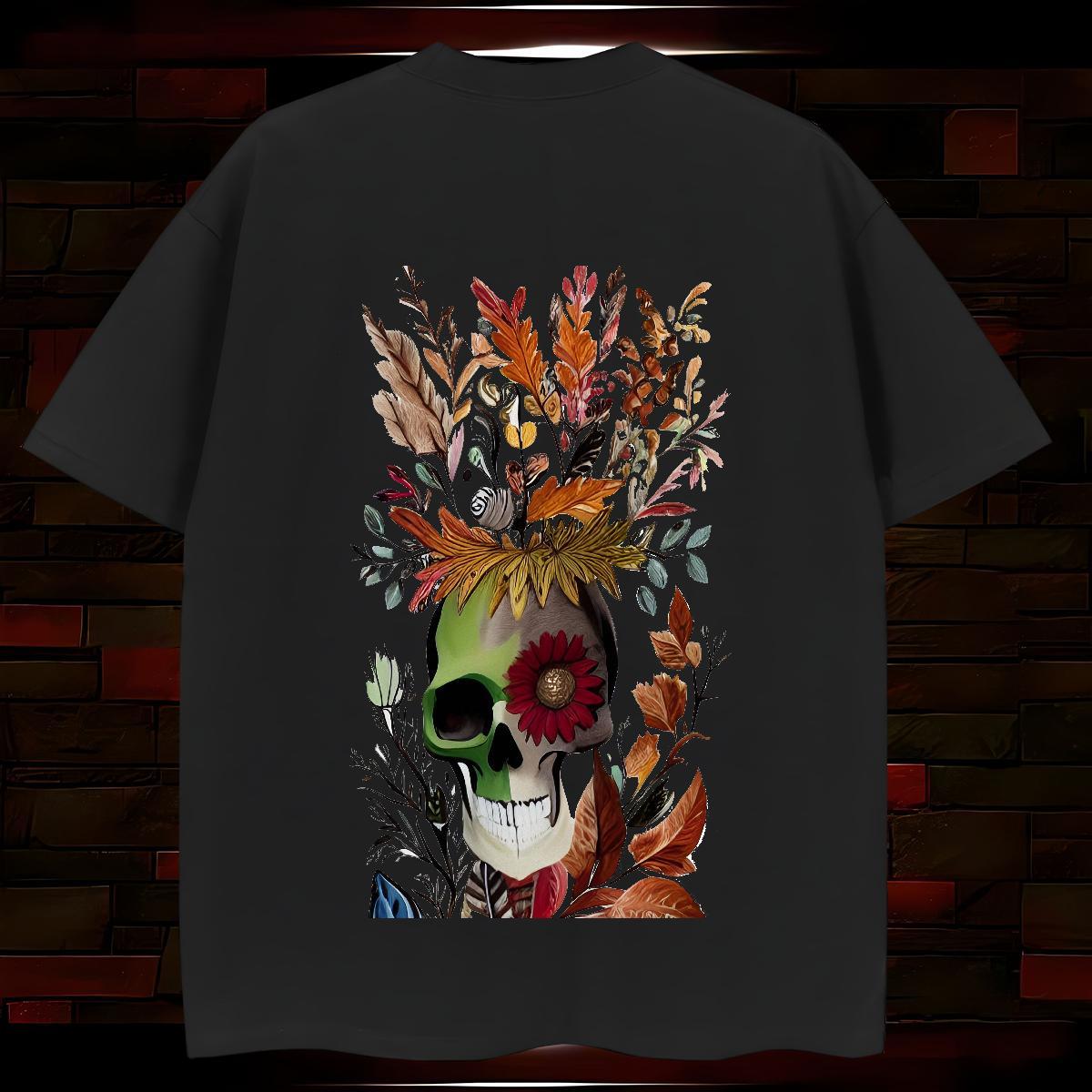 Wholesale T Shirts Men 100% Cotton 230g skull Anime Printing Street DIY Logo Oversized Breathable Tshirts 2024 Summer Tees