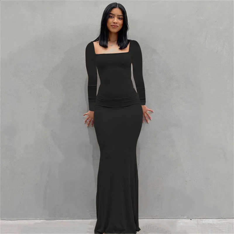 Satin Slip Long Sleeve Maxi Dress Women Y2k Summer Bodycon Elegant Sexy Outfits Ladies Birthday Party Club Sundress 240823