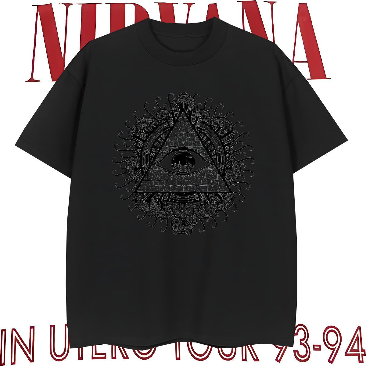 Loose Man T Shirts 100% Cotton 230g eye of the devil Street Wear Custom Printing Round Neck Short Sleeve Men Tees 2024 New Tops