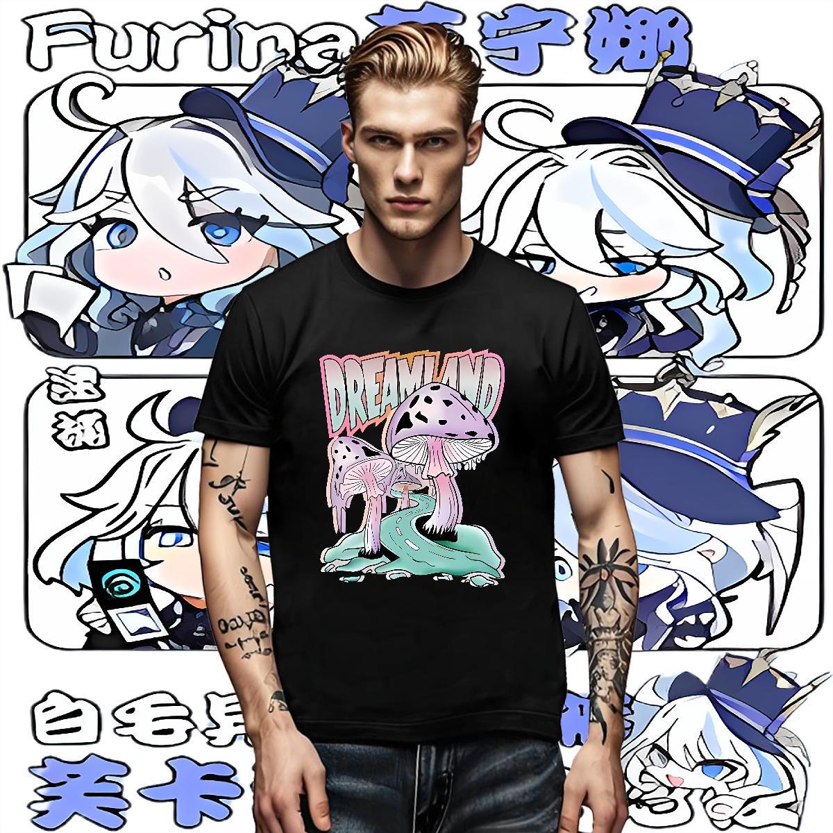 Fashion Design Men Tees mushroom Home Outdoor 230g Pure Cotton Tees Shirts Breathable Short Sleeve Cool Design Man T Shirts Customized Print