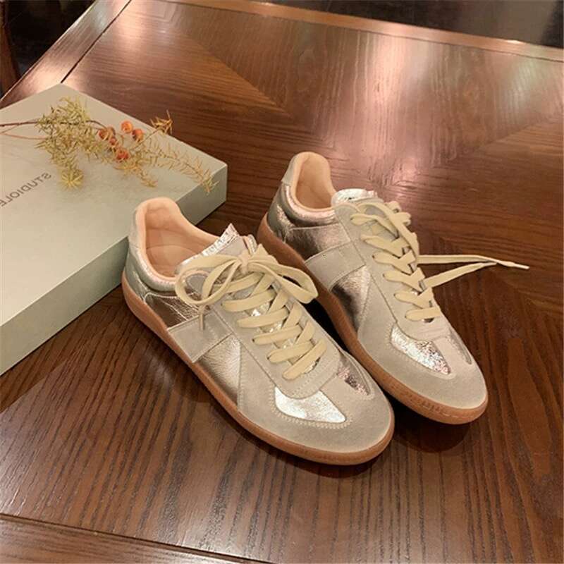 Cowhide Version Retro German Training Shoes Women Spring And Summer New All-Matching Sier Flat Sports Leisure Forrest Gump S