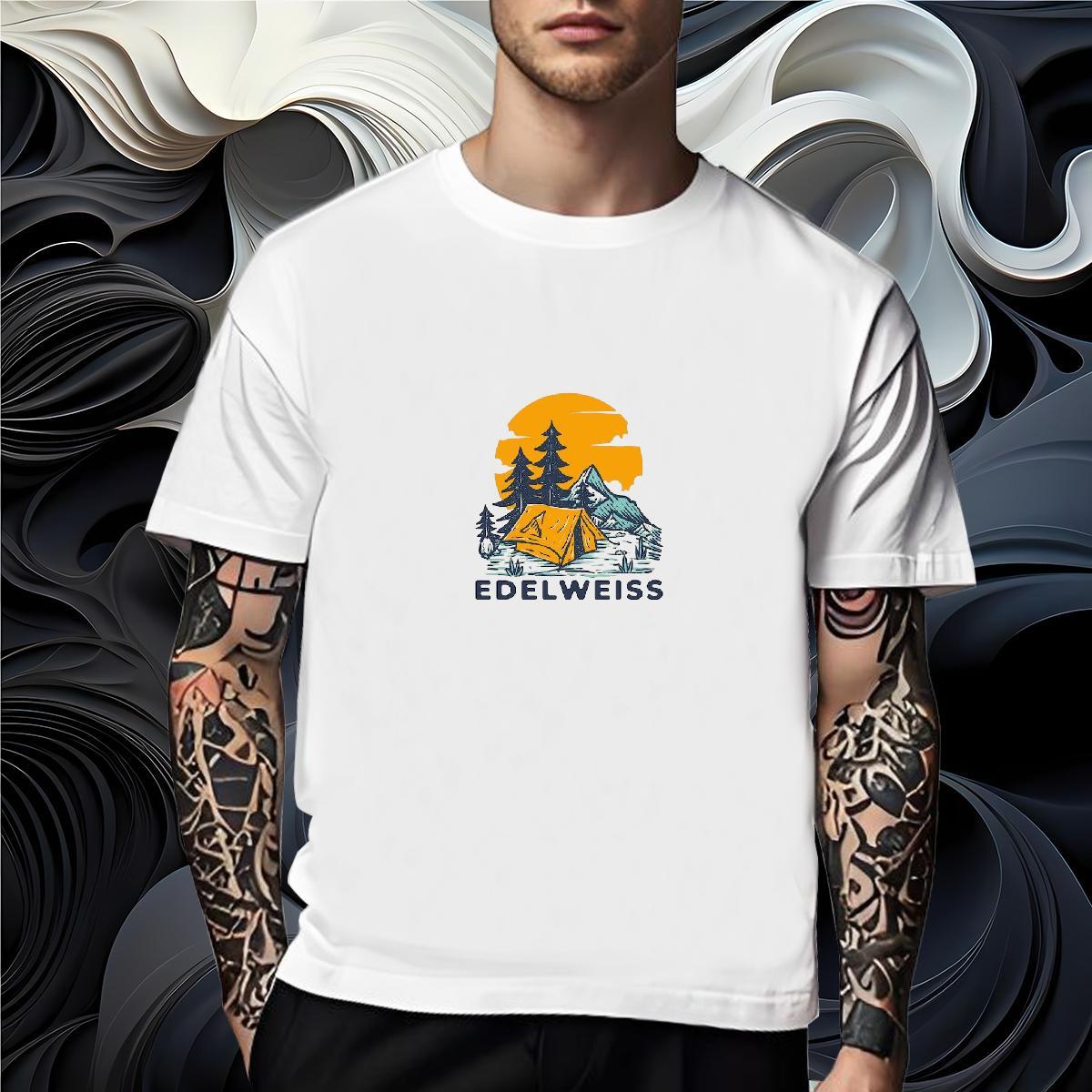 Popular T Shirt For Man 230g Cotton mountains Anime Printing Street Asian Size Short Sleeve Soft Tshirts 2024 DIY Polos