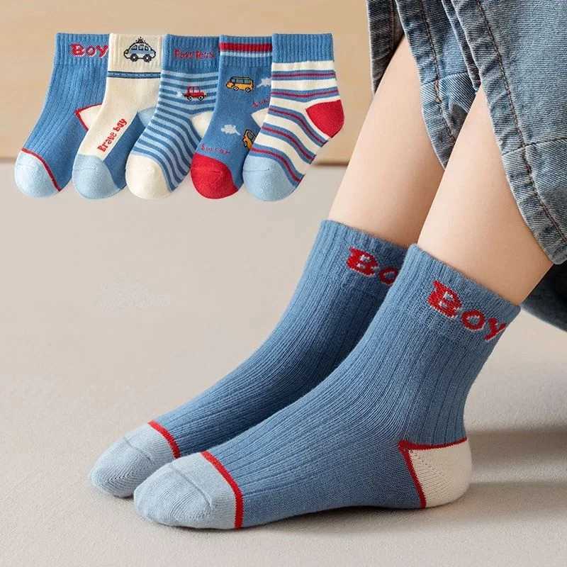5 Pairs Baby Childrens Socks Cartoon Spring Autumn Animal Kids Sock Girls Cute Boy Toddler Socks 1-12 Years CL240824