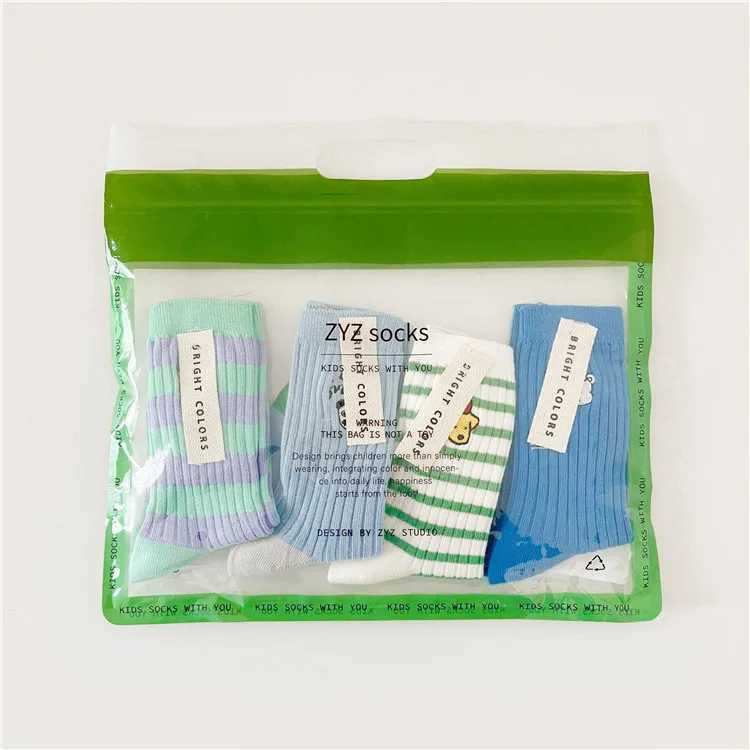 Boys Socks Spring Cartoon Letter Pattern Medium Socks Kids Cotton Children Crew Socks CL240824