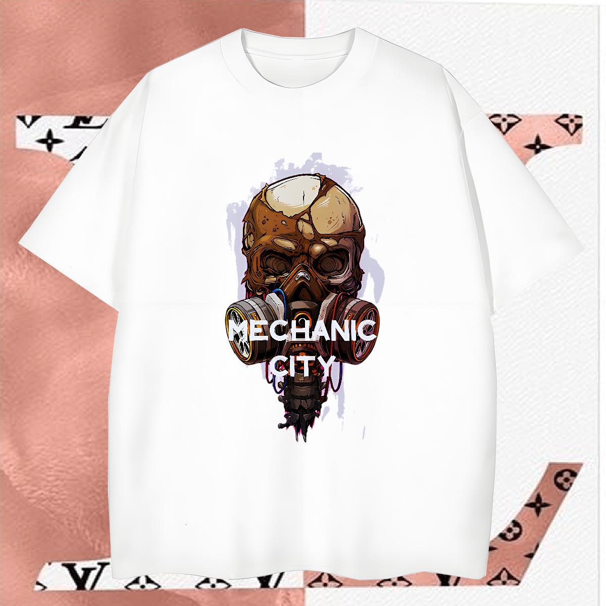 Loose T Shirt For Man 230g Pure Cotton skull Daily Wear DIY Printed Breathable Soft Men Tops Tees Custom Clothes