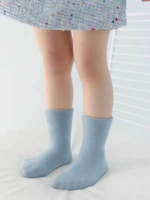 0-3years 5pairs Sweet White Baby Girls Cotton Socks Stretch Wide Welt Infant Girl White Mid Length Socks Navy Blue Newborn Socks CL240824
