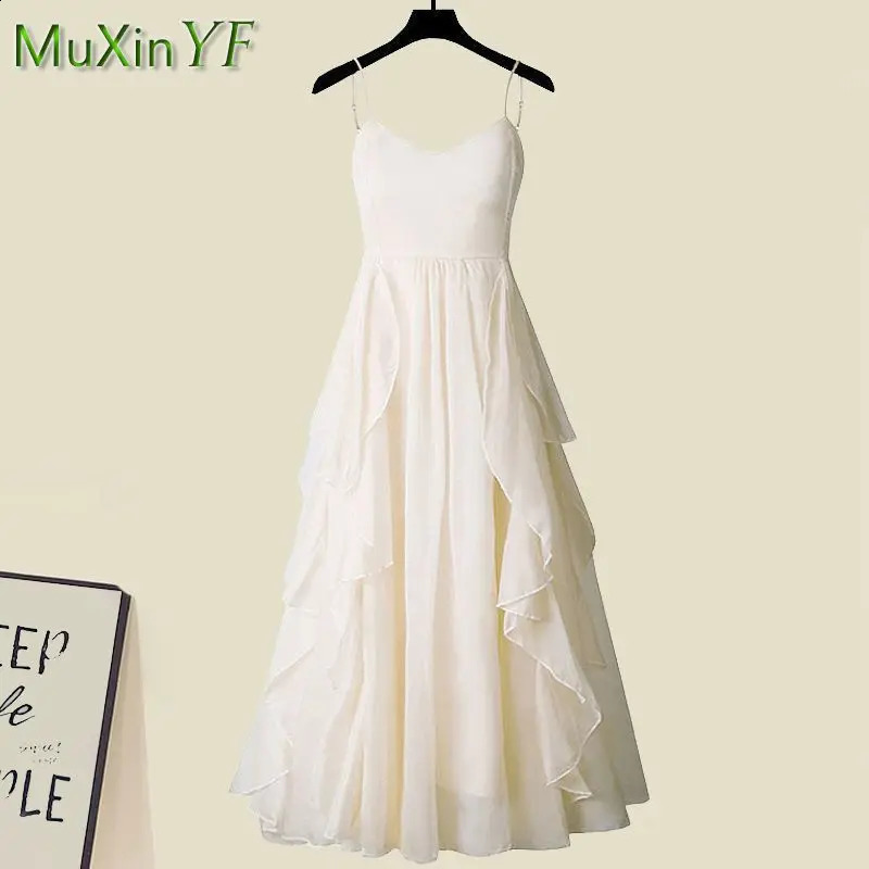 Womens Summer Dress Matching Set Korean Elegant Loose Sunscreen ShirtSling Skirt Two Piece Female Chic Clothing Suit 240823