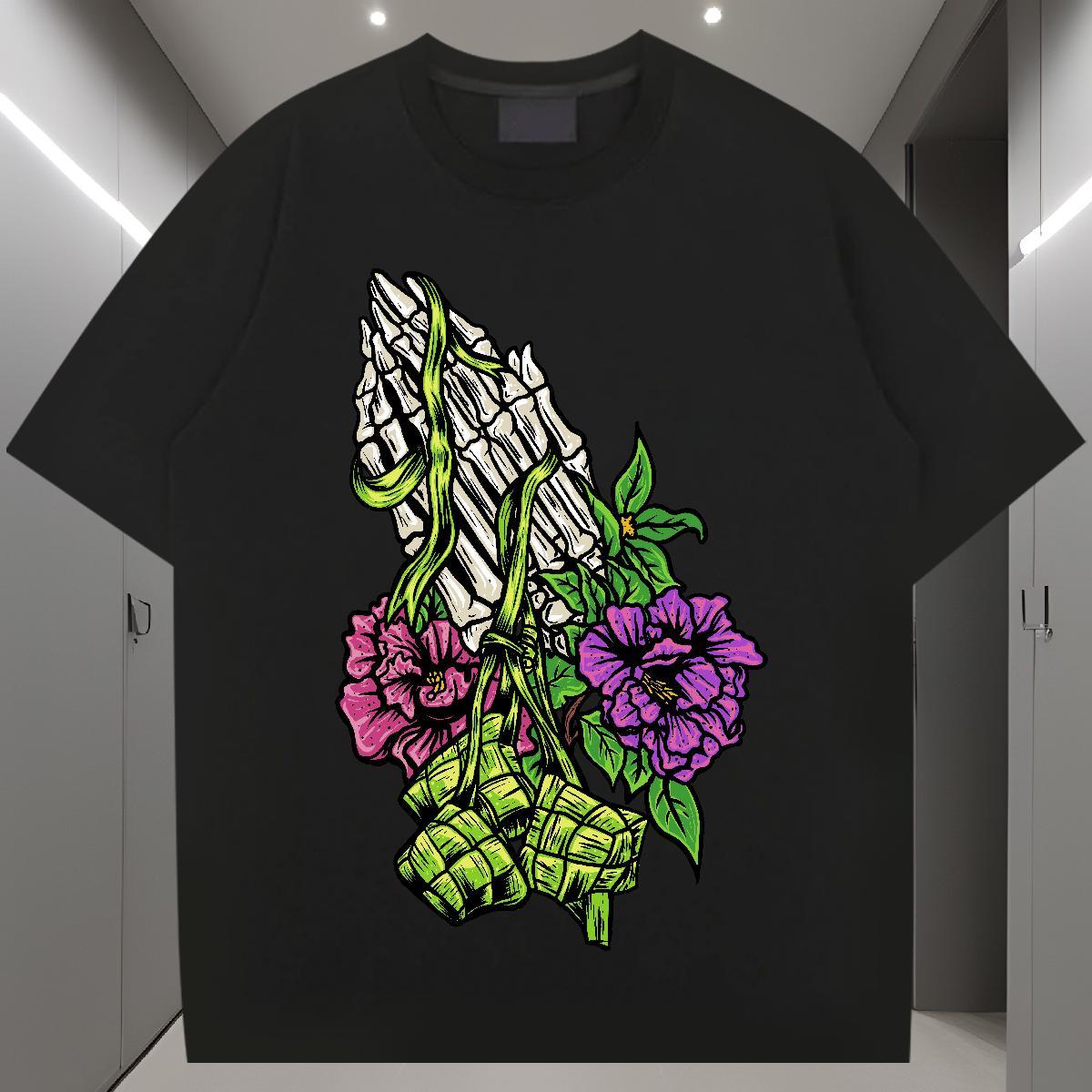 Wholesale T-Shirts 230g Cotton skull Outdoor Graphic Breathable Mens Tshirts Designer Fashion Polos