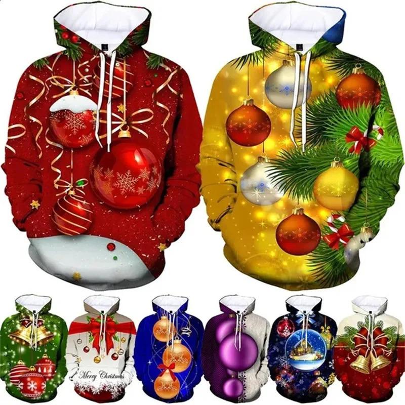 Christmas Graphic Hoodies For Men 3D Merry Christmas Printing In Hoodie Sweatshirts s Funny Pullovers Women Fashion Top 240823