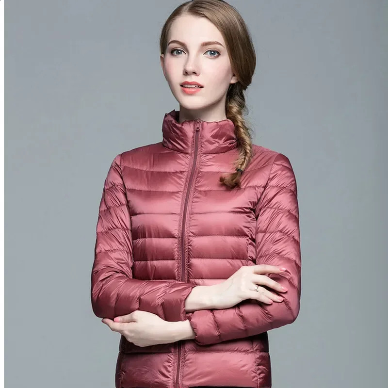 Fashionable winter autumn womens long sleeved white duck down jacket casual windproof hooded 240823