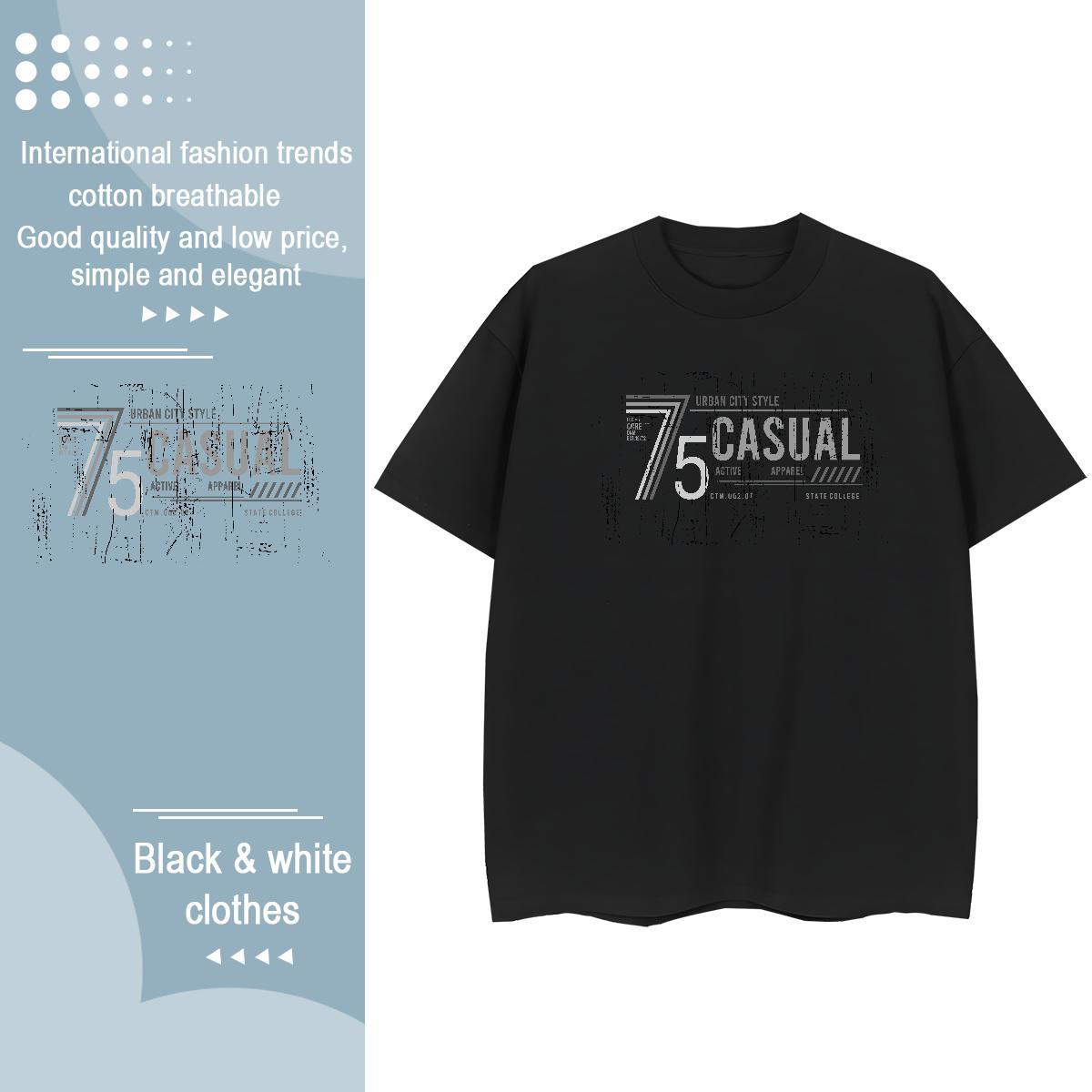 Comfortable T shirt 230g Pure Cotton letter Daily Wear Anime O-Neck Short Sleeve Men Tops Tees Customized Tees Shirts