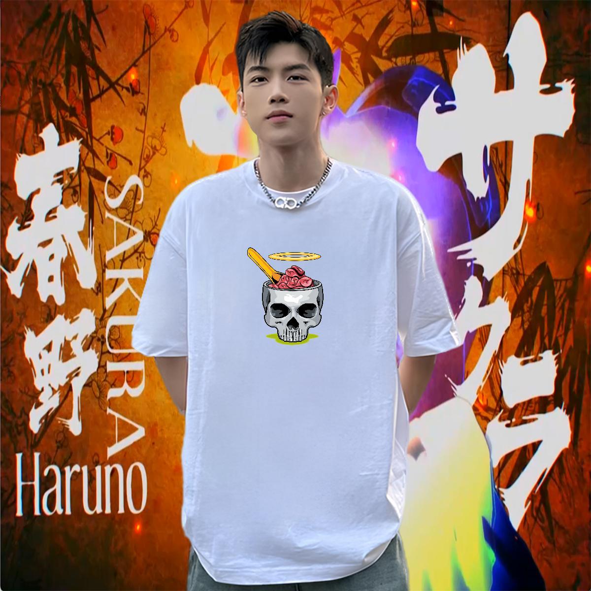 Loose Man T Shirts 230g 100% Cotton skull Home Outdoor Oversized Breathable Soft Mens Tshirts New Arrival Clothings