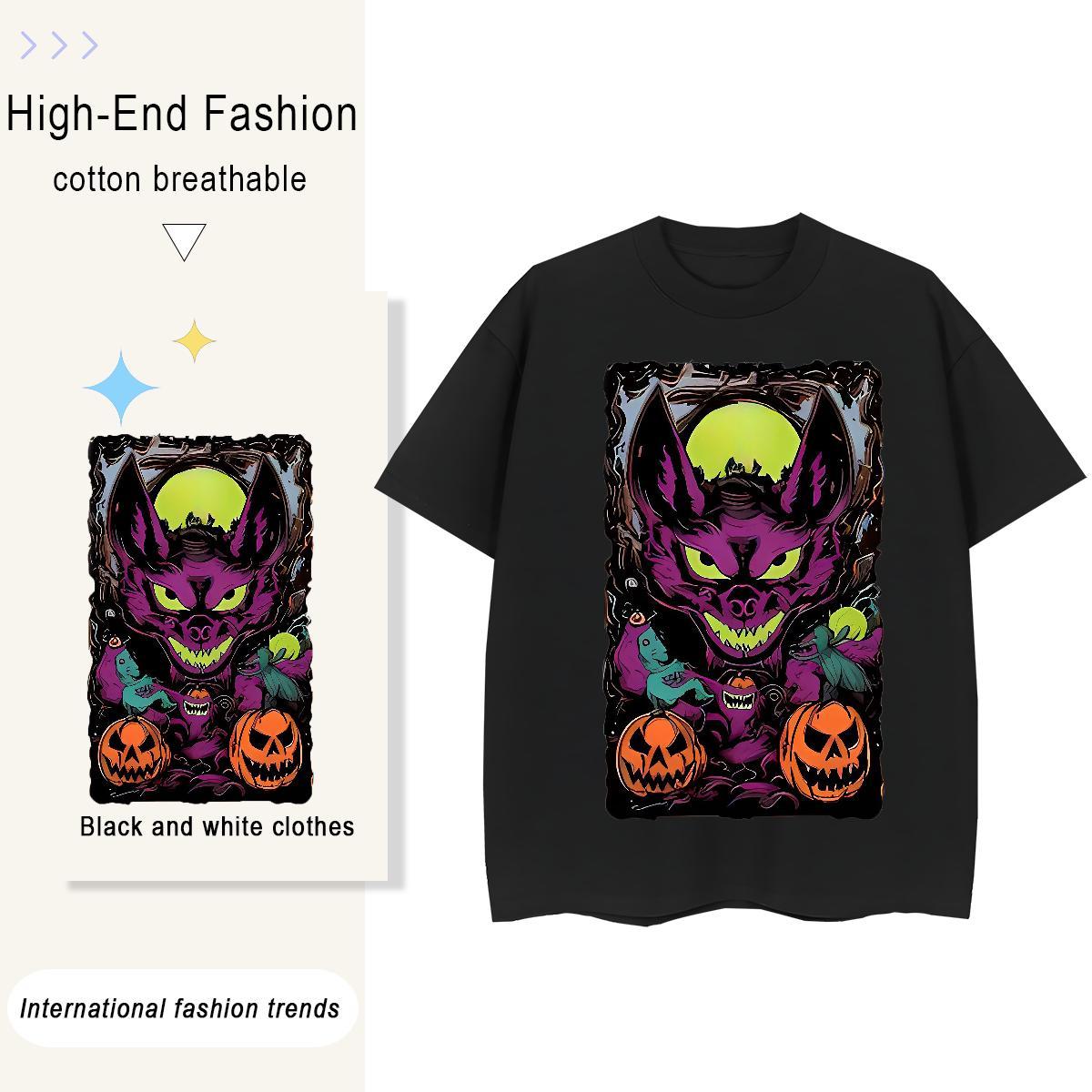 2024 DIY Men Tshirts pumpkin Street wear Hip Hop 100% Cotton 230g Tees Shirts Breathable Cool Design Men T Shirts Custom Anime