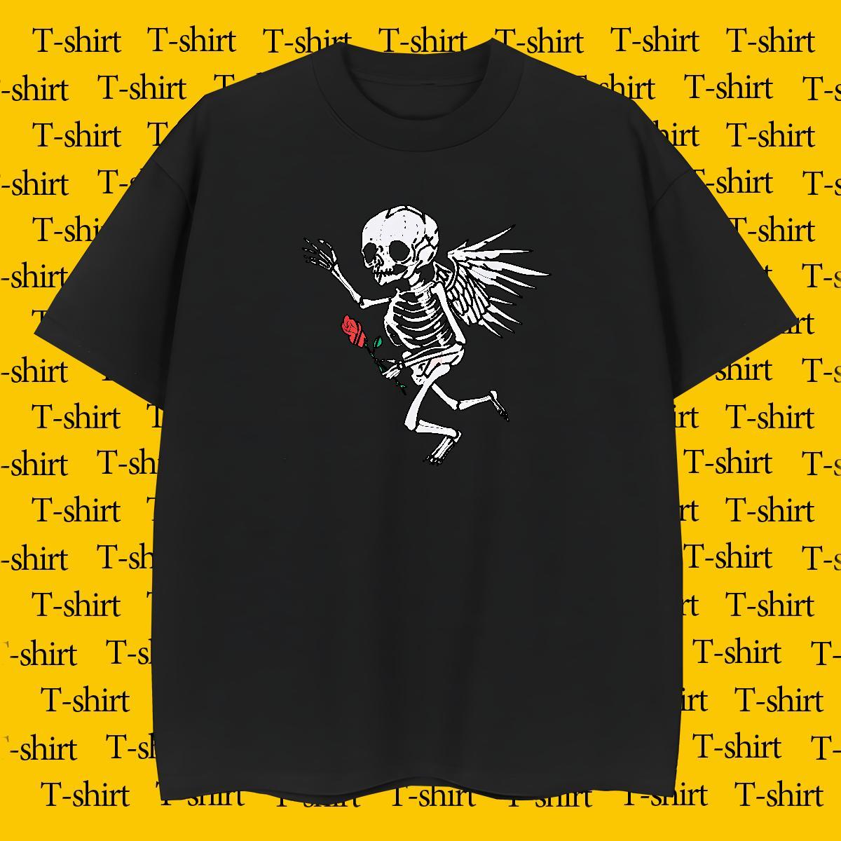 Unisex Men T Shirts 230g 100% Cotton skull Casual Daily Wear Anime Print Breathable Men Tops Tees Factory Direct Tees Shirts