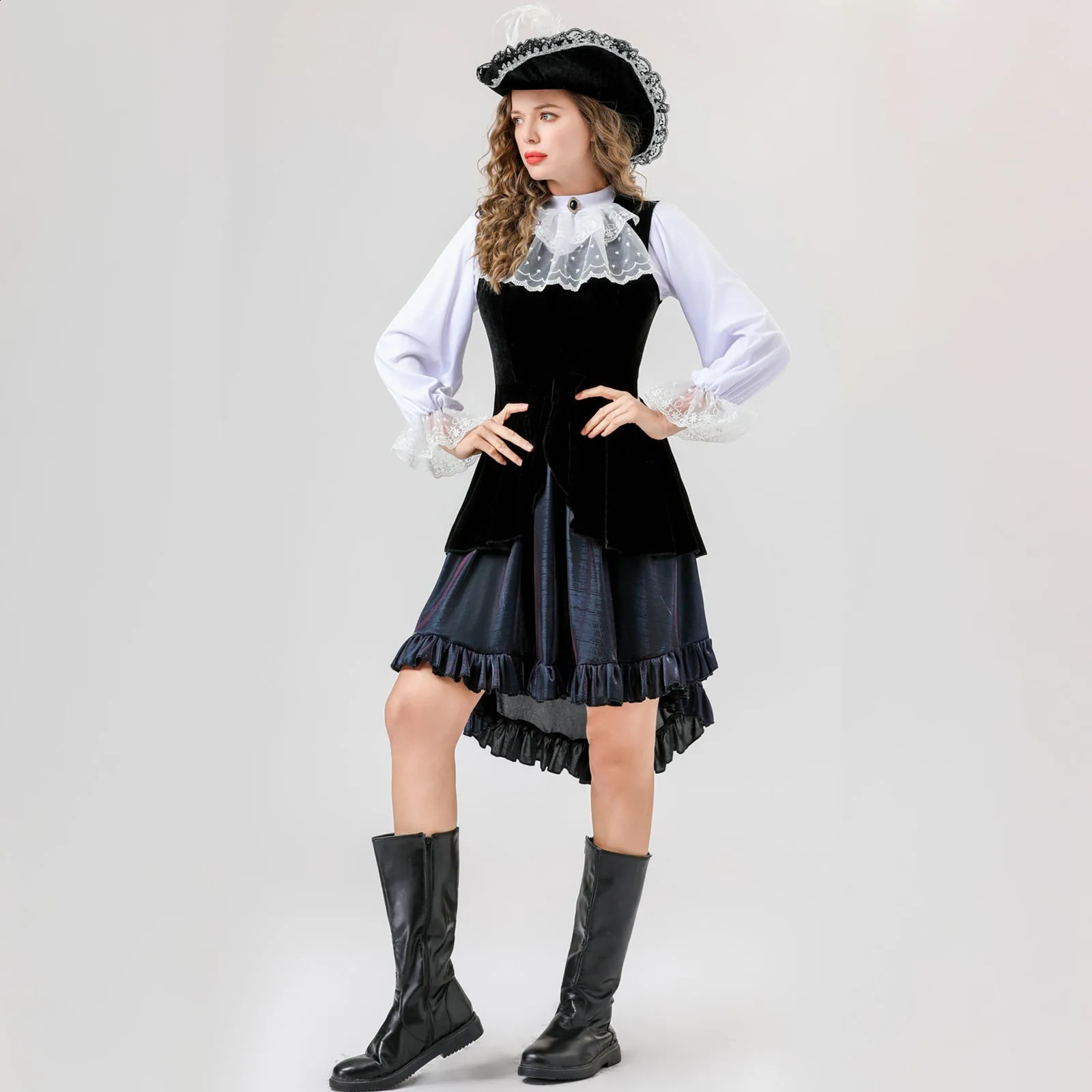Halloween womens Caribbean pirate roleplaying costume disguise theme party fancy dress adult stage display w240824