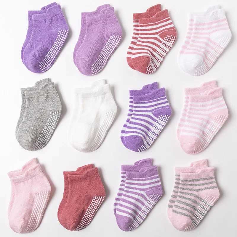 6Pairs/lot Cotton Baby Socks Non-slip Floor Socks 10-16cm Foot Length Socks for 0-5 Years Children Kids Boy Girls CL240824