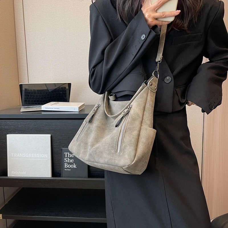 Suede Leather Female Side Bags Retro Shoulder Bag for Women Handbag Casual Ladies Hand Large Capacity Tote Sac 240823