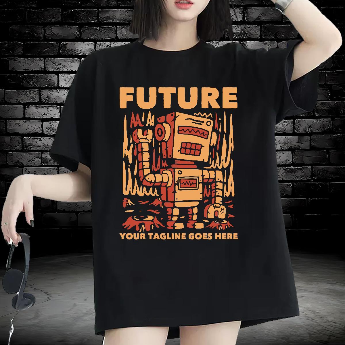 Unisex Womens Tshirts 230g Pure Cotton letter Hip Hop Womens T Shirts Crew Neck Plus Size Cartoon Tops Tees
