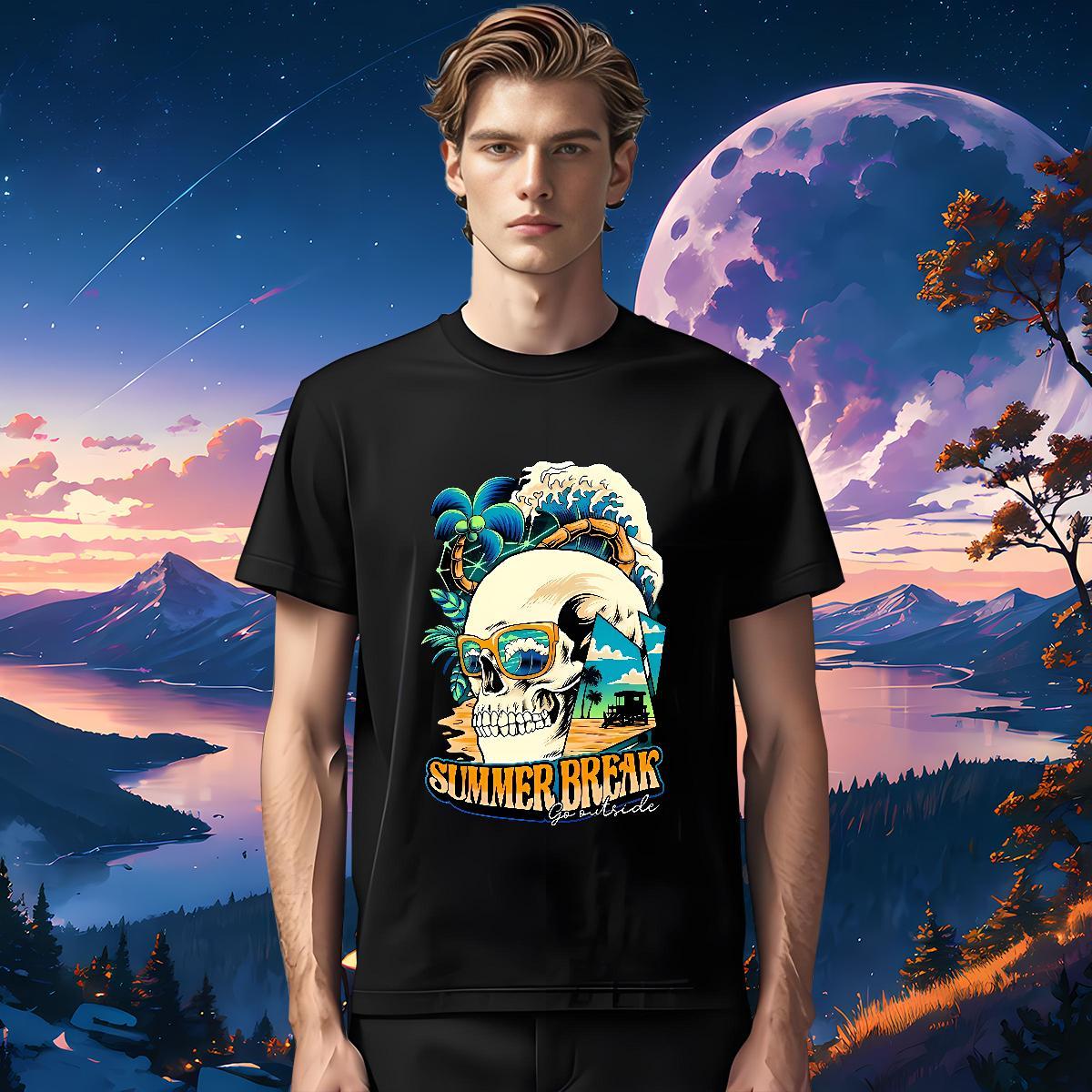 Loose Fit T Shirts Men 100% Cotton 230g skull Outdoor Plus Size Custom Crew Neck Tshirts DIY Customized Tees Shirts