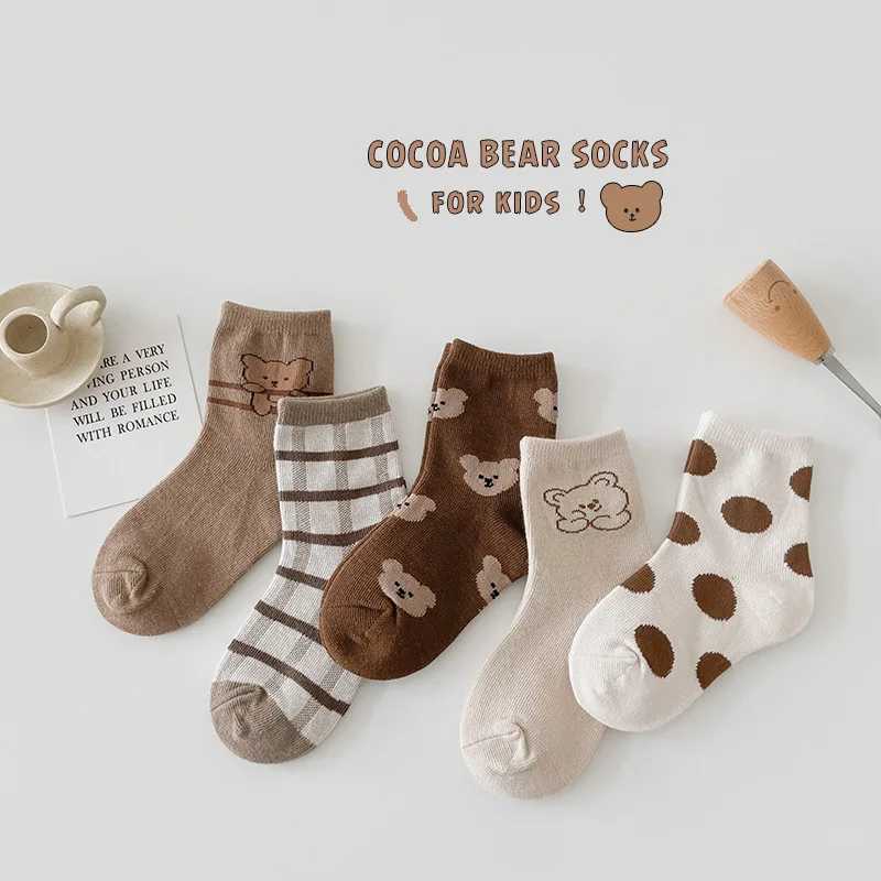 1-9T Kids Boys Girls Socks Autumn Cozy Sock Cute Bear Pattern Cotton Socks Children CL240824