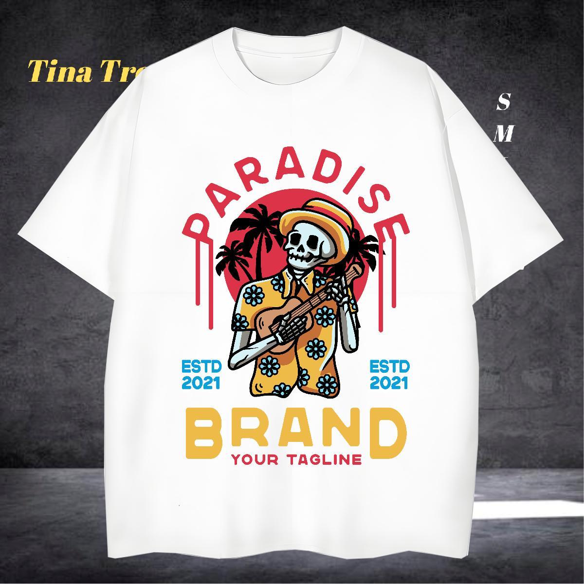 Loose T-Shirts for Men 230g Cotton skull Hip Hop Oversized O Neck Short Sleeves Men Tops Tees 2024 Tshirts
