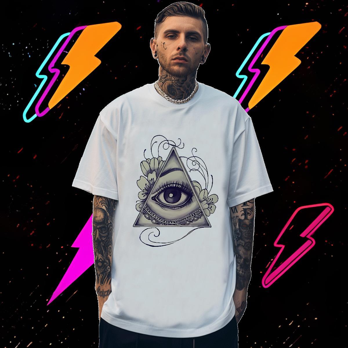 Loose Fit T-Shirts 100% Cotton 230g eye of the devil Street DIY Short Sleeve O-Neck Tshirts Brand Polos