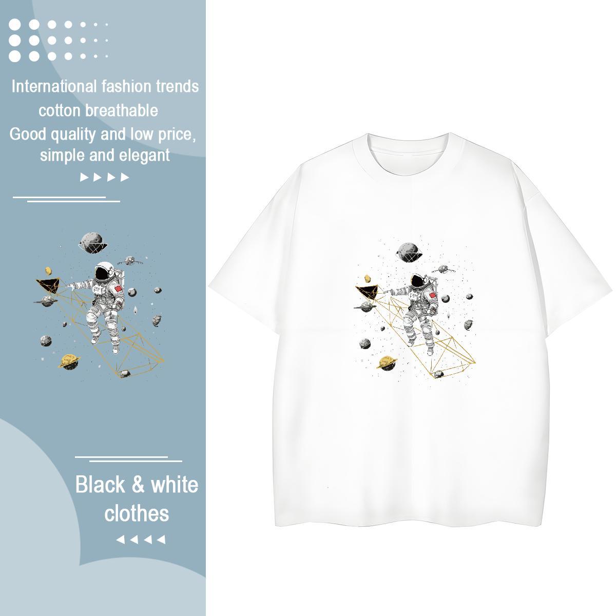 High quality Women Tshirts 230g Cotton universe Home Outdoor T Shirt For Woman Crew Neck Breathable Customized Print Tops Tees