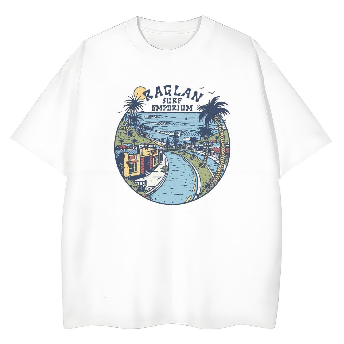 Loose T Shirt For Man 230g Pure Cotton river Street DIY Logo Oversized Breathable Short Sleeve Couples T Shirts Fashion New Tee Shirt