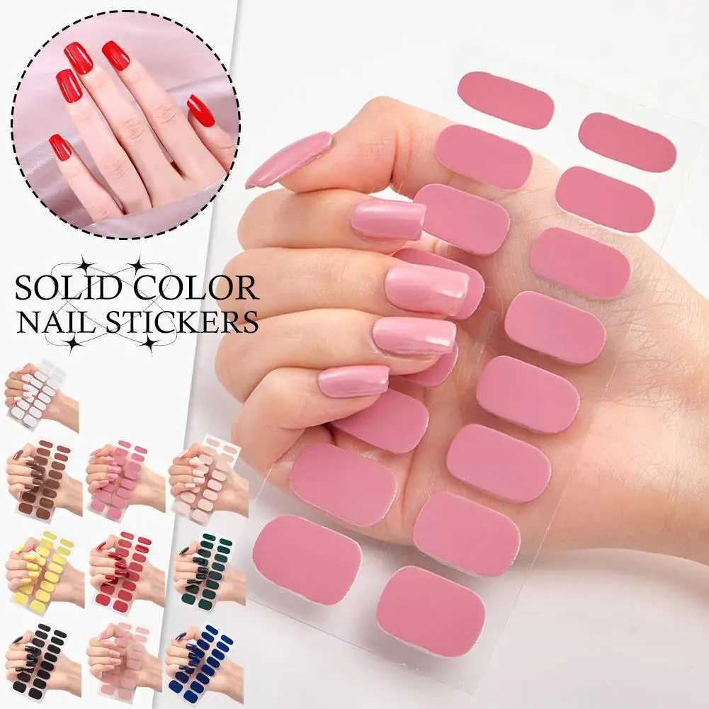 Semi cured gel nail sticker solid UV LED light self waterproof cover adhesive handle nail decal long-acting N8U7 W240823