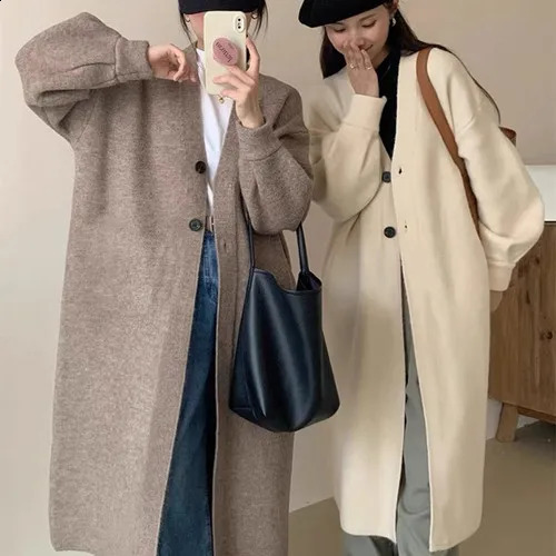 Lazy Wind Long Sweater Coat Women 2024 Autumn and Winter Highgrade Knit Cardigan Loose 240823