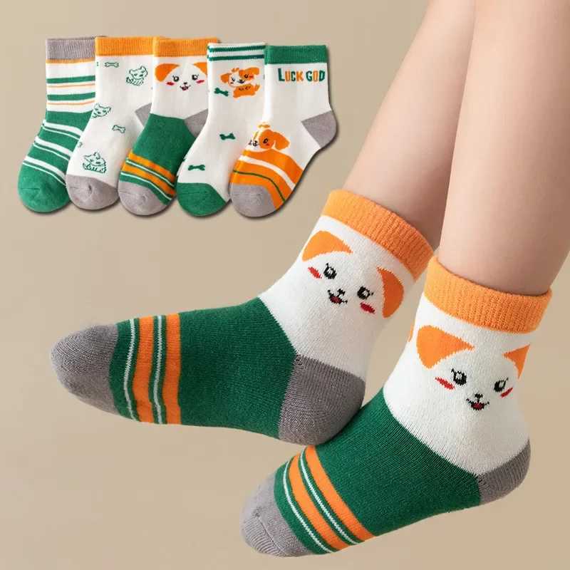 5Pairs 0-12Years Kids Socks Newborn Baby Boy Cute Short Sock Cotton Toddler Cartoon Soft Childrens Sports Socks for Girls CL240824
