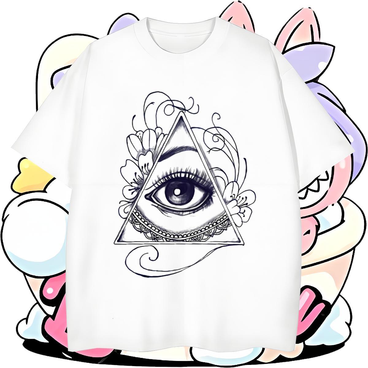 Loose T-Shirts 230g Cotton eye of the devil Casual Black Oversized Breathable Short Sleeve Mens Tshirts New Arrival Clothes