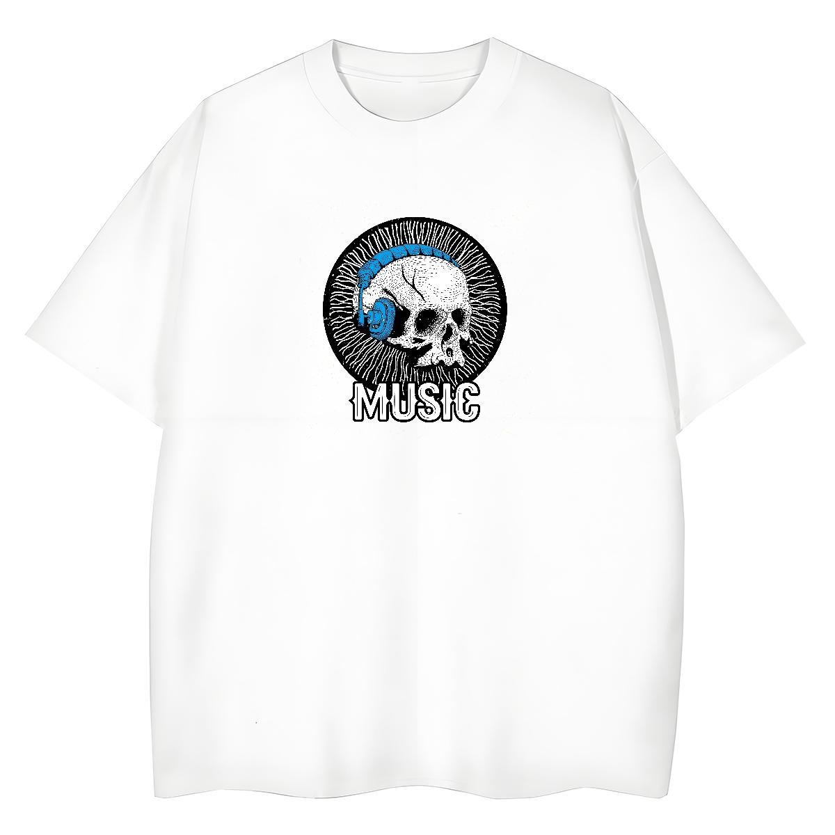 Wholesale Mens T Shirts 230g Pure Cotton skull Casual Black White Breathable Short Sleeve Men Tshirts Designer Tee Shirt