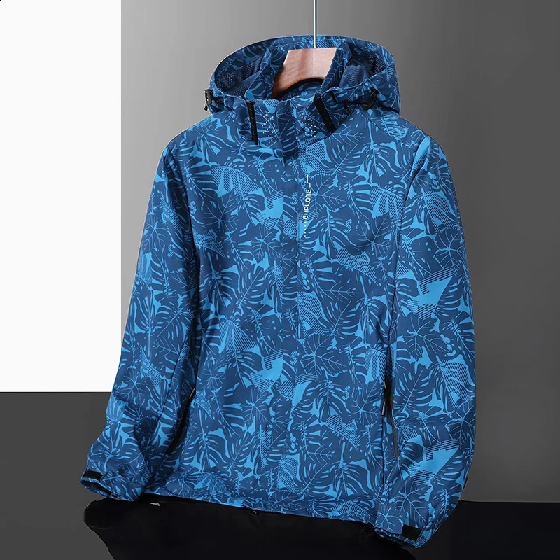 Spring Windproof Mens Leisure Climbing Waterproof Detachable Hat Jacket Unisex Fashion Gorpcore Camouflage Camping Fishing 240820