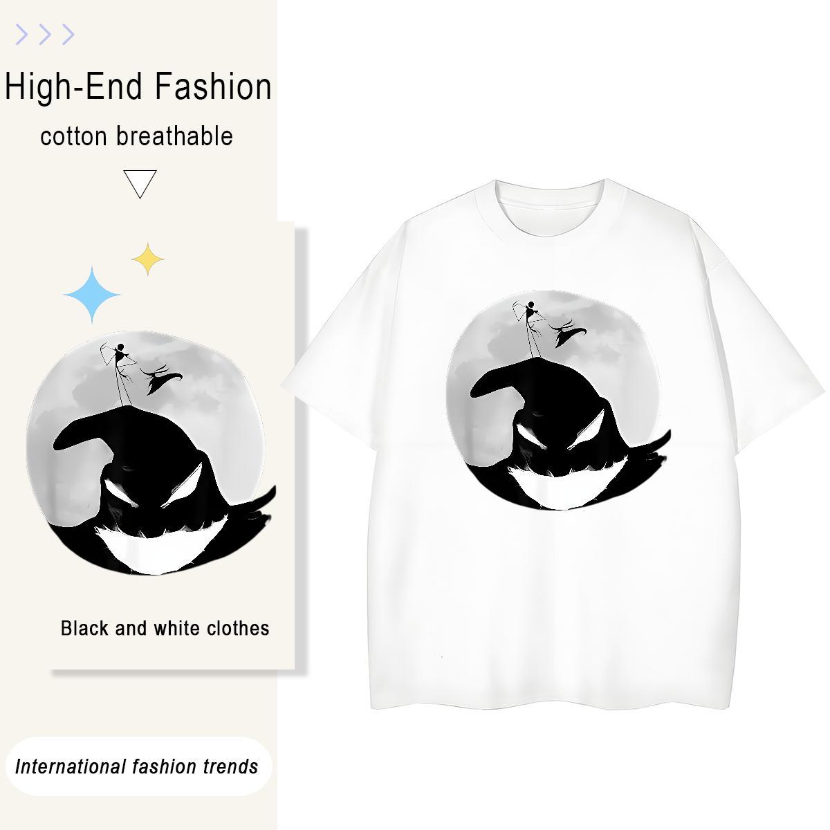 DIY Men Tops Tees demon Hip Hop 100% Cotton 230g Tshirts Breathable Short Sleeve Loose T Shirt For Man DIY Anime