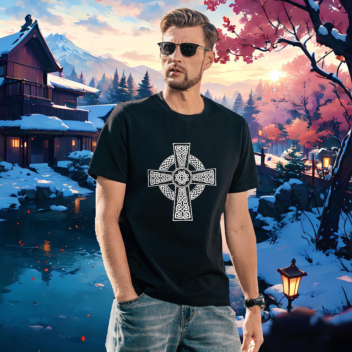 Brand Mens T Shirts 230g Pure Cotton cross Daily Outfit Anime Breathable Soft Tshirts Stylist Polos