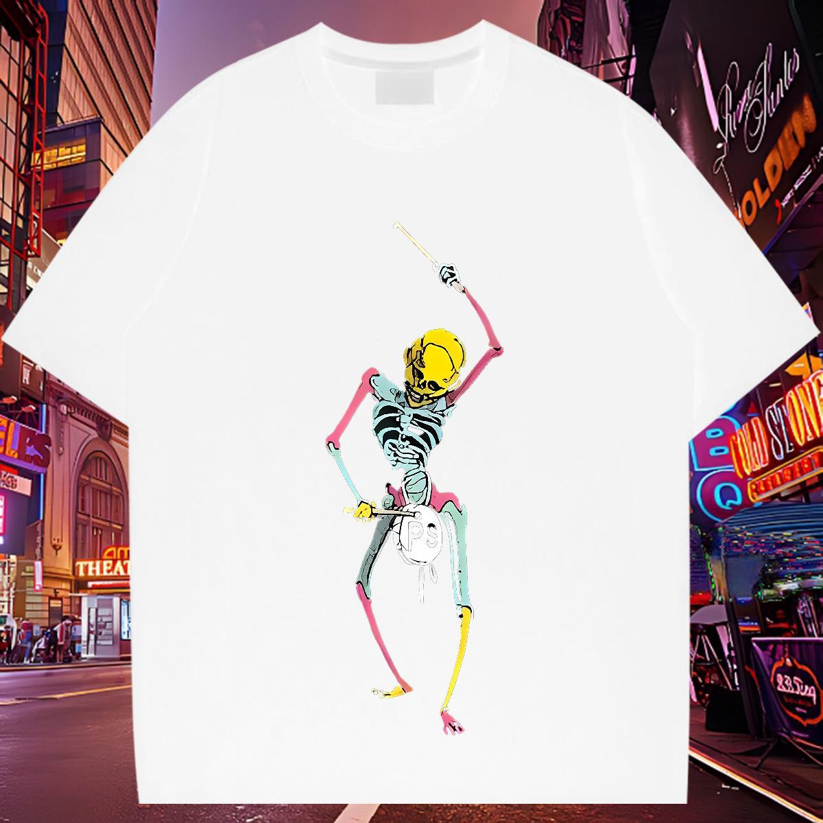 Brand Men T Shirts 230g 100% Cotton skull Sport DIY Logo Oversized Breathable Crew Neck Men Clothes T-Shirt Stylist Polos