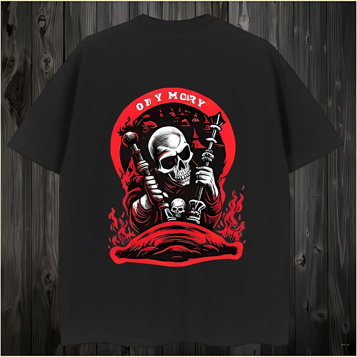 Free Shipping T Shirt For Man 100% Cotton 230g skull Hip Hop DIY Crew Neck Men Tshirts New Clothes