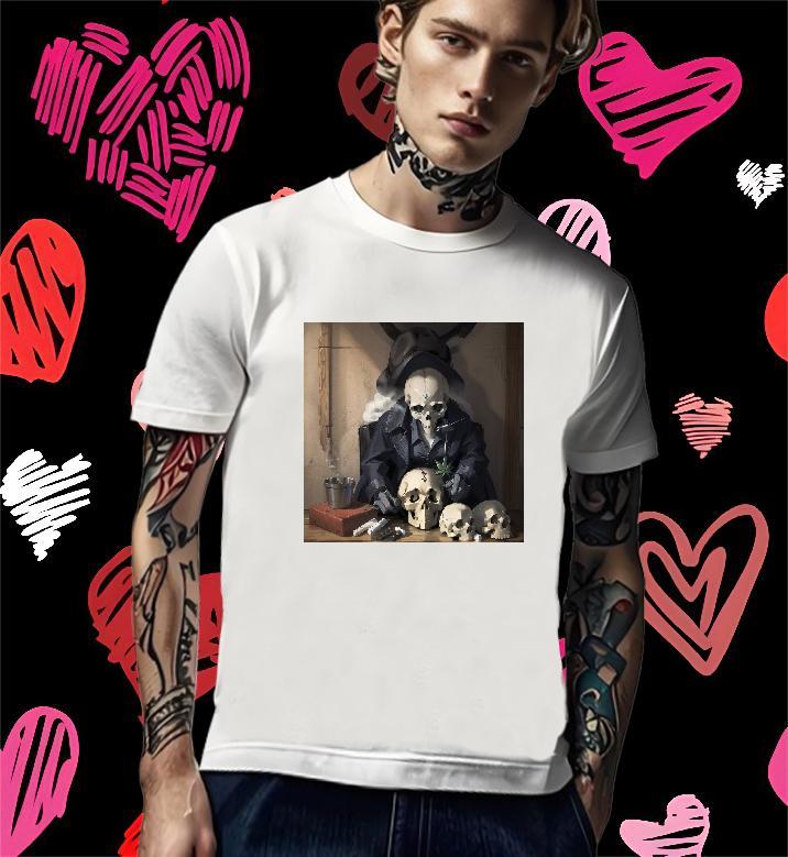 Unisex Men T Shirts 230g Pure Cotton skull Home Outdoor Oversized 3XL 4XL Short Sleeve O-Neck Couples T Shirts Fashion Design Tops Tees