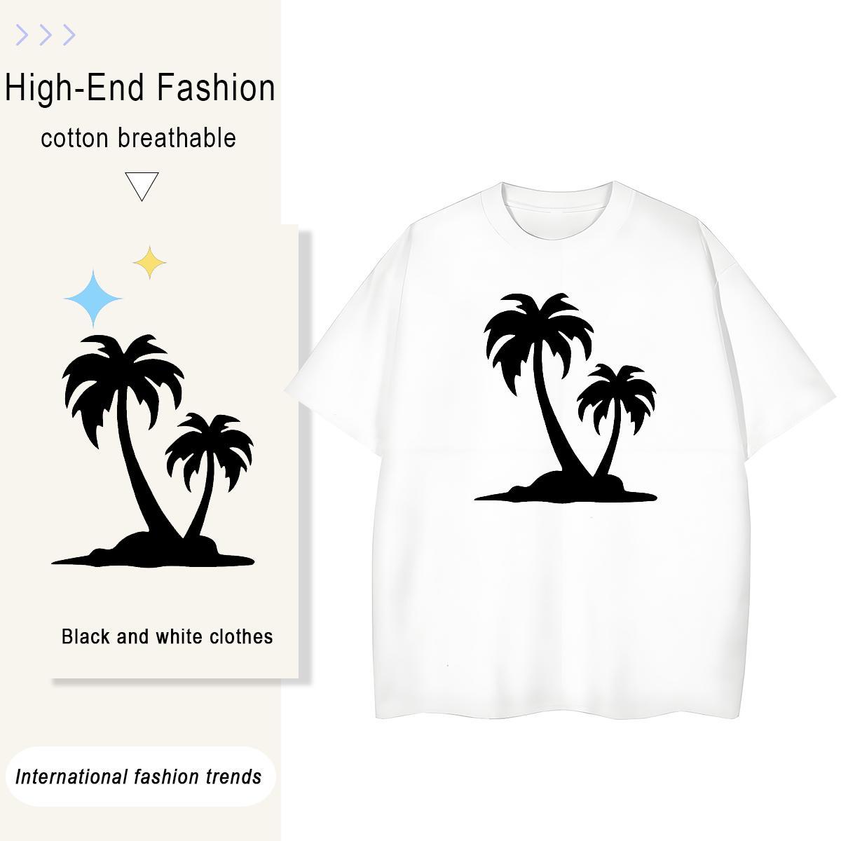 Classic Casual Tshirts tree Summer Casual 100% Cotton 230g Tops Shirt Breathable Crew Neck High Quality T shirt Custom Cartoon