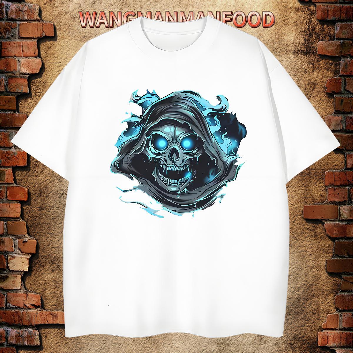 Brand T-Shirts for Men 100% Cotton 230g skull Street Wear White Plus Size Breathable Short Sleeve Men Tops Tees 2024 New Tee Shirt