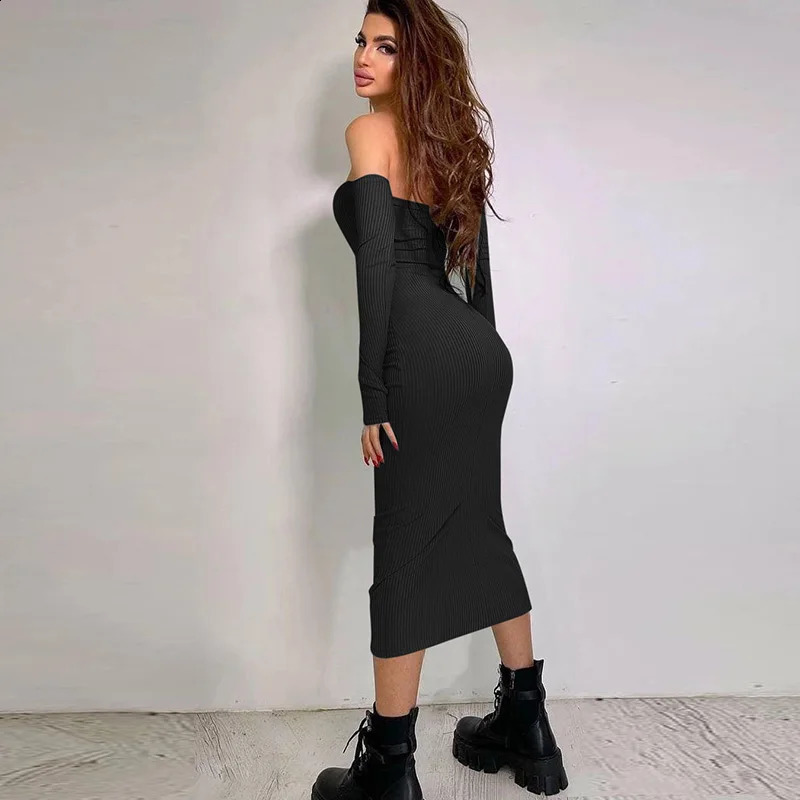 Womens Clothing Temperament Long Skirt Fashionable Sexy Slim Fit Strapless Long Sleeved Dress For Women CC22282PF 240823