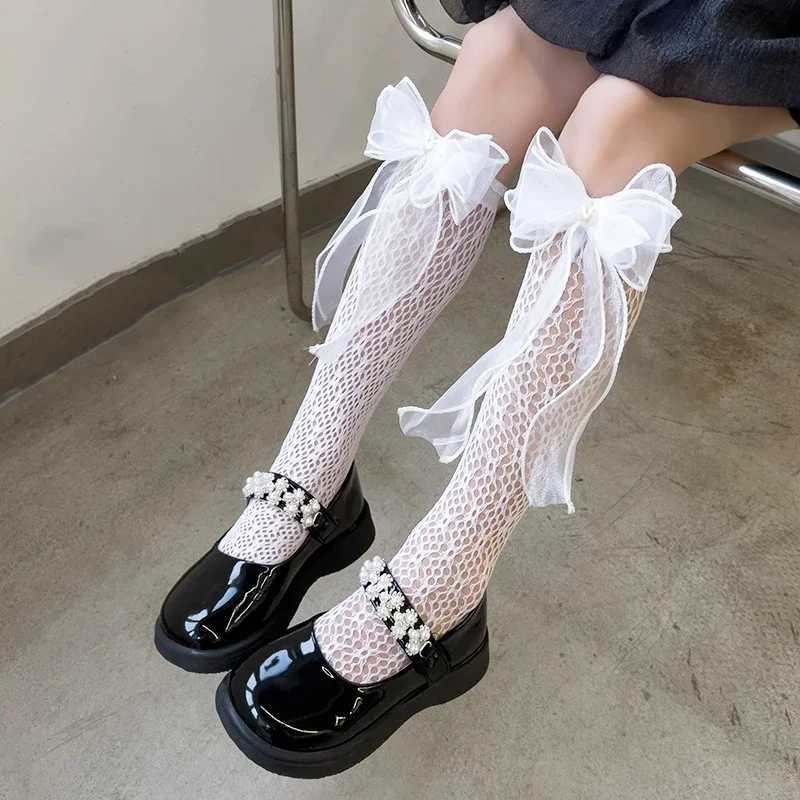 Baby Summer Thin Lolita Sock Lace Bowknot Stockings Girl Long Socks School Uniform Princess Calf Socks Kids Knee High Stocking CL240824